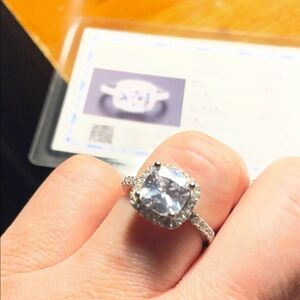 Cushion Cut Halo Engagement Ring - Clear Sparkle